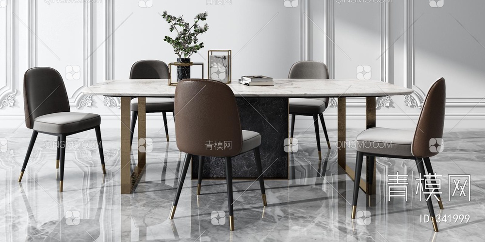 餐桌椅组合3D模型下载【ID:341999】