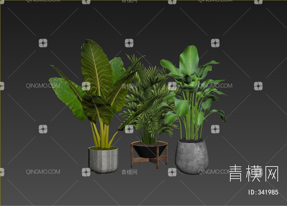 绿植盆栽组合3D模型下载【ID:341985】