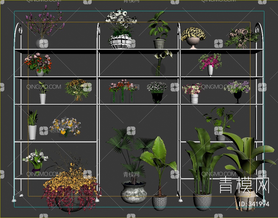 绿植盆栽组合3D模型下载【ID:341994】