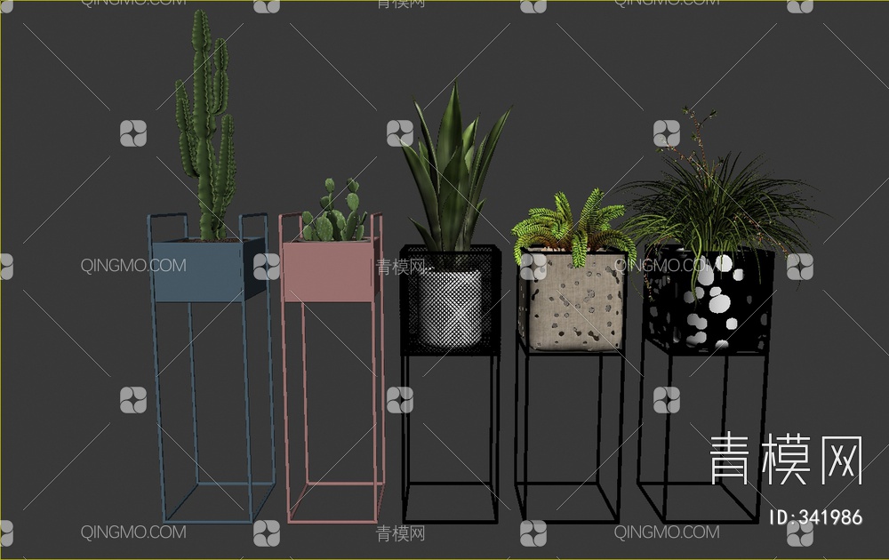 绿植盆栽组合3D模型下载【ID:341986】