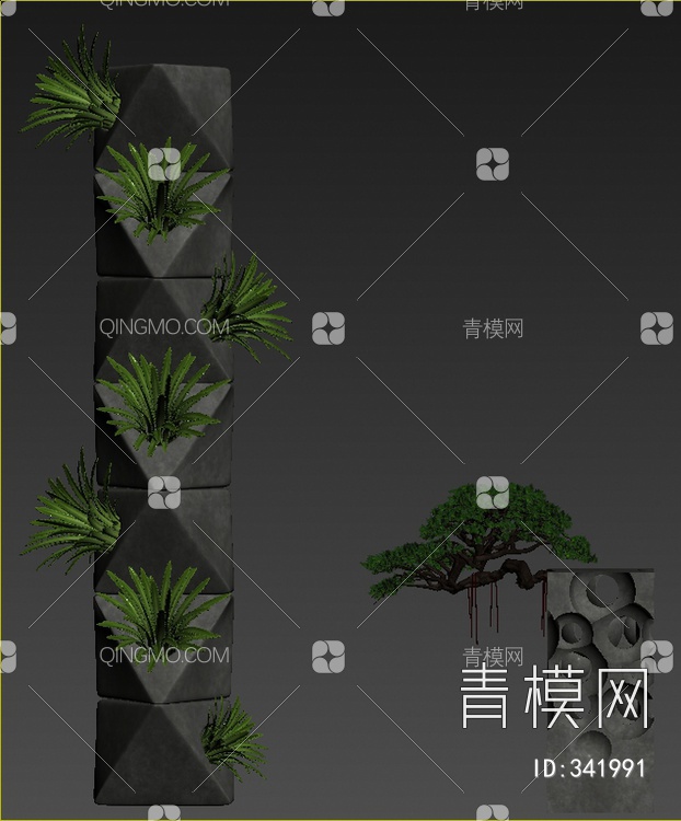 绿植盆栽组合3D模型下载【ID:341991】