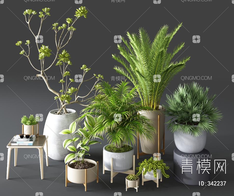 绿植盆栽组合3D模型下载【ID:342237】