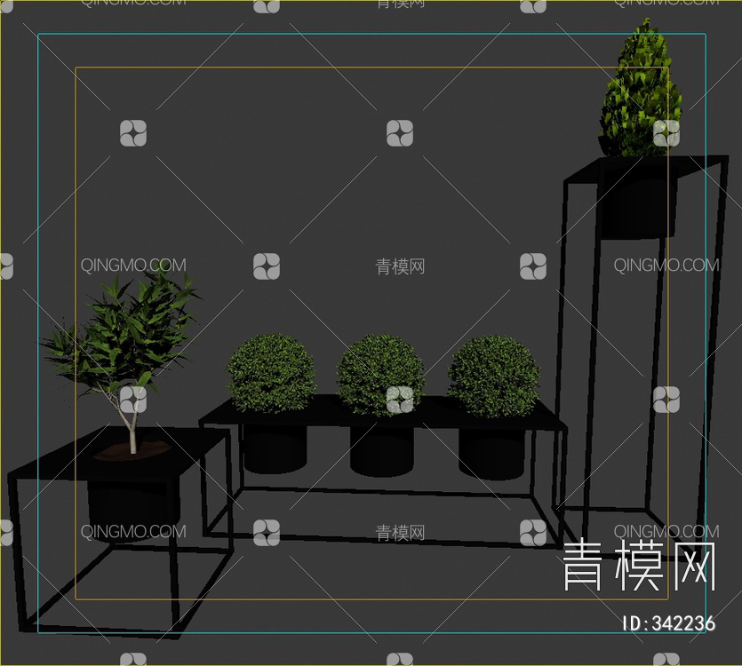 绿植盆栽组合3D模型下载【ID:342236】