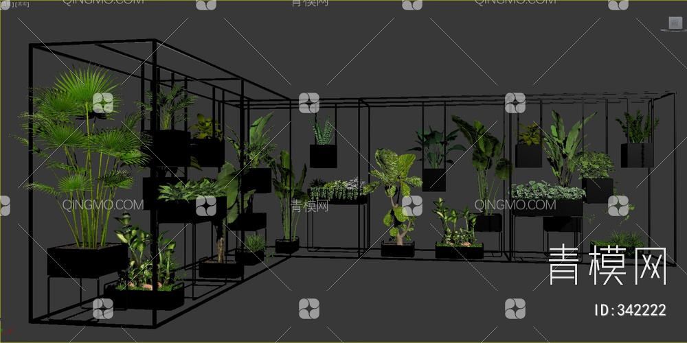 绿植盆栽组合3D模型下载【ID:342222】