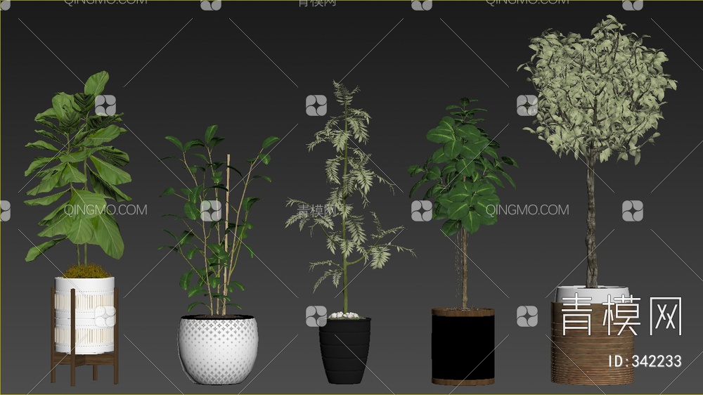 绿植盆栽组合3D模型下载【ID:342233】
