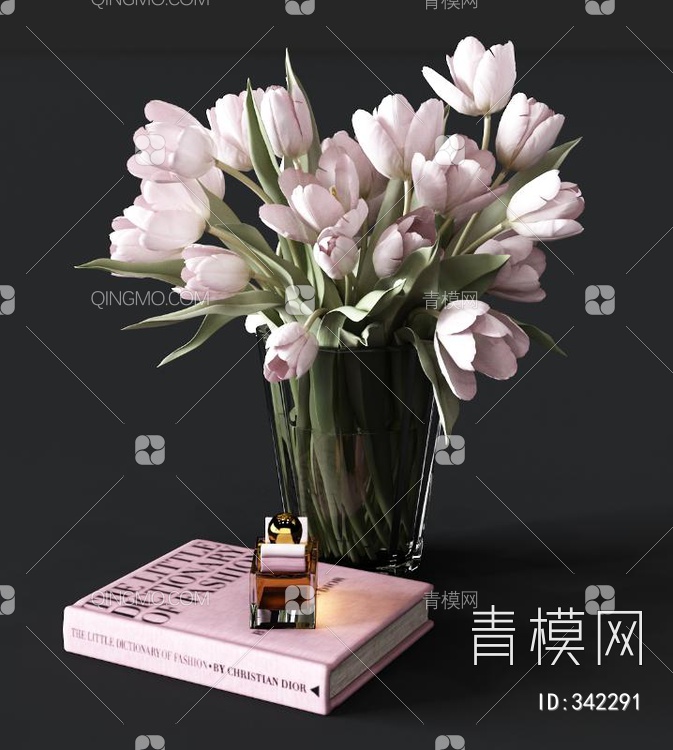 玻璃花瓶花卉组合3D模型下载【ID:342291】
