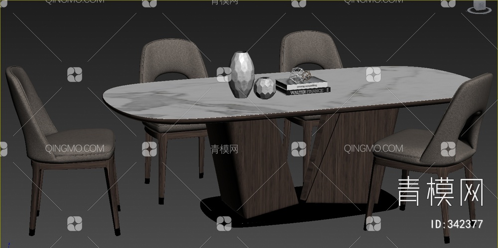 餐桌椅组合3D模型下载【ID:342377】