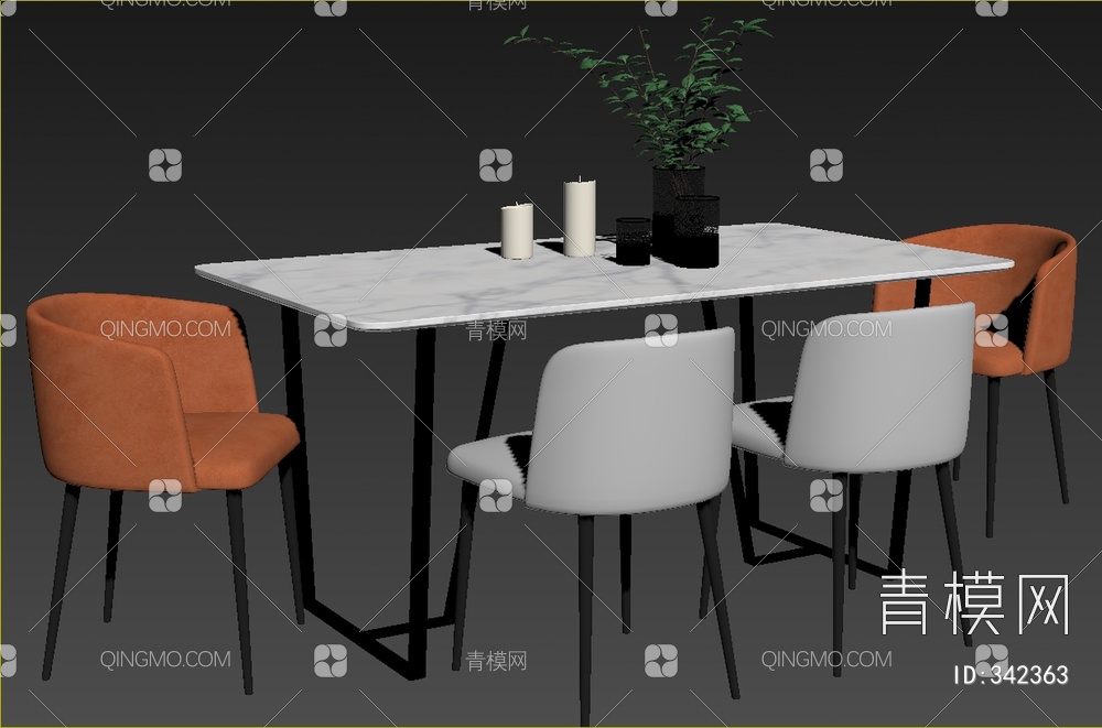 餐桌椅组合3D模型下载【ID:342363】