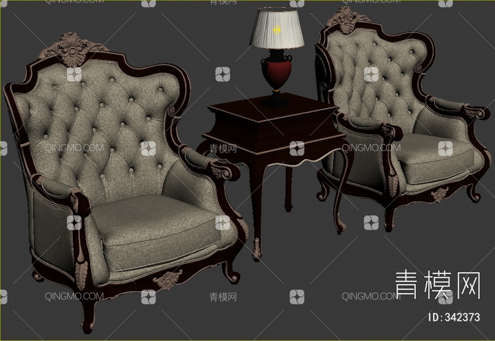 单人沙发茶几组合3D模型下载【ID:342373】