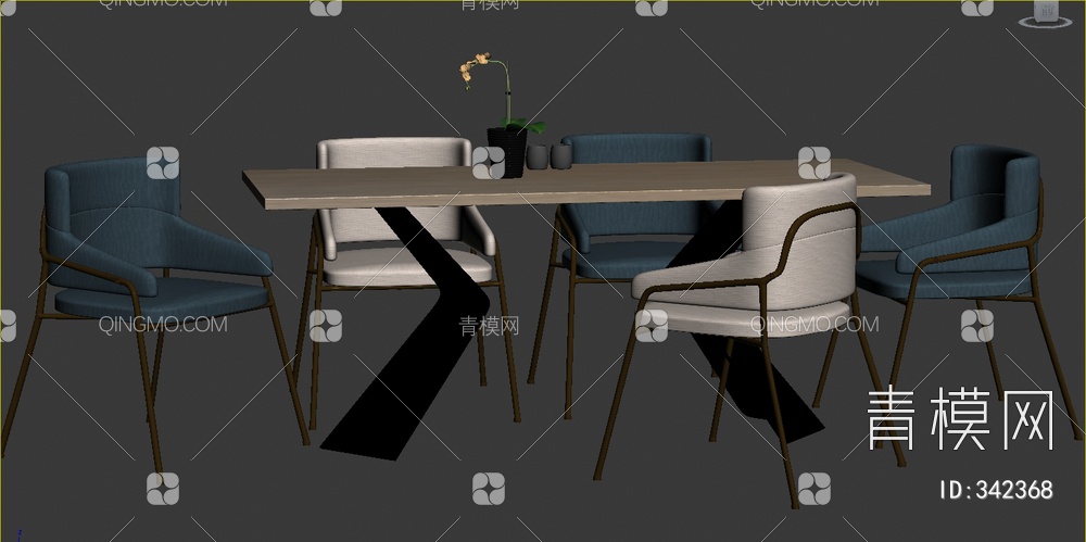 餐桌椅组合3D模型下载【ID:342368】