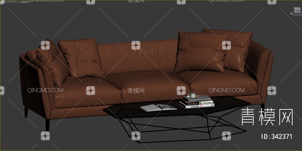 沙发茶几组合3D模型下载【ID:342371】