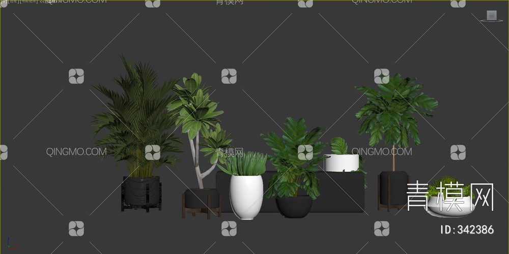 绿植盆栽组合3D模型下载【ID:342386】