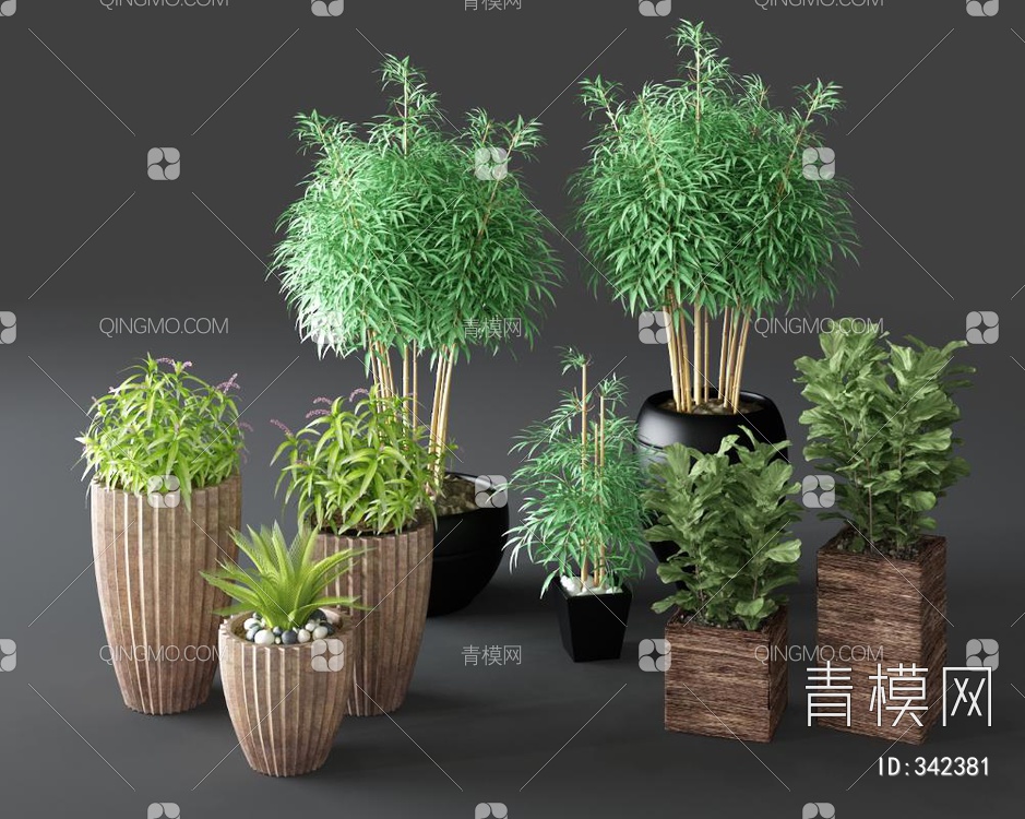 盆栽组合3D模型下载【ID:342381】
