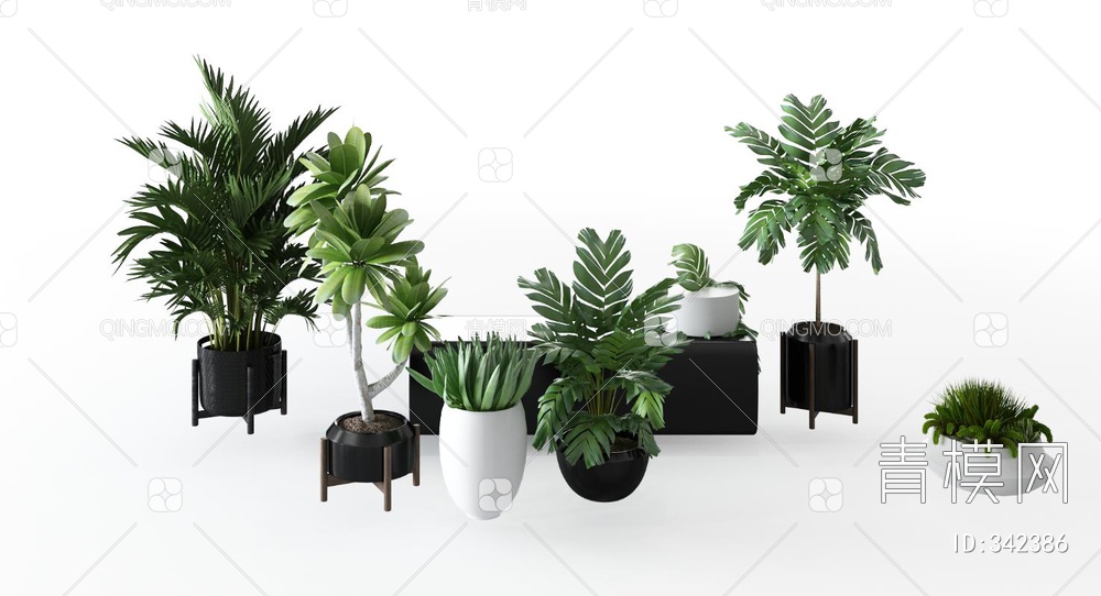绿植盆栽组合3D模型下载【ID:342386】