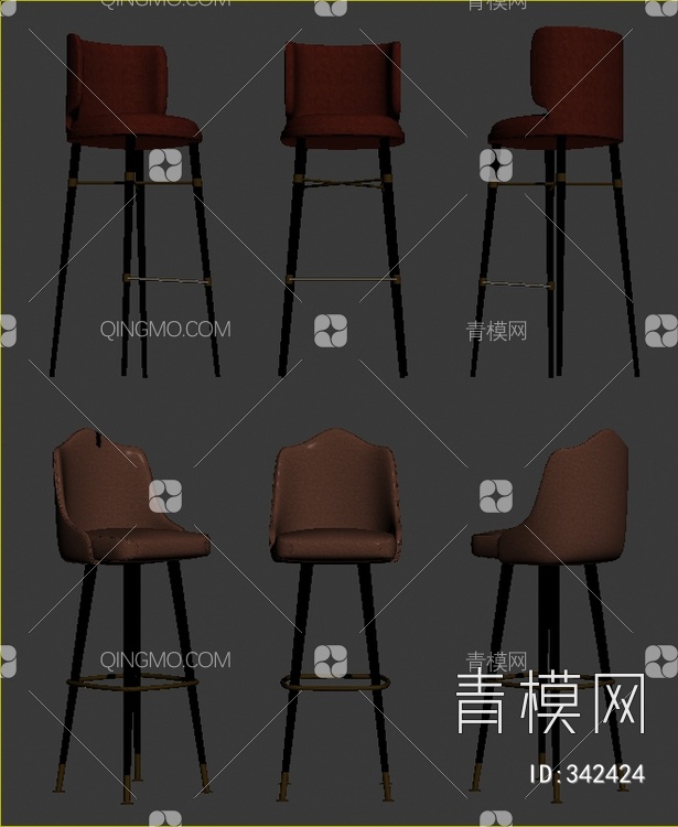 吧椅组合3D模型下载【ID:342424】