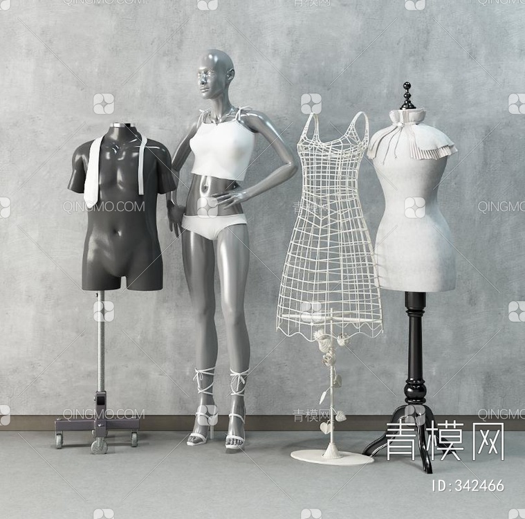 服装店模特服饰3D模型下载【ID:342466】