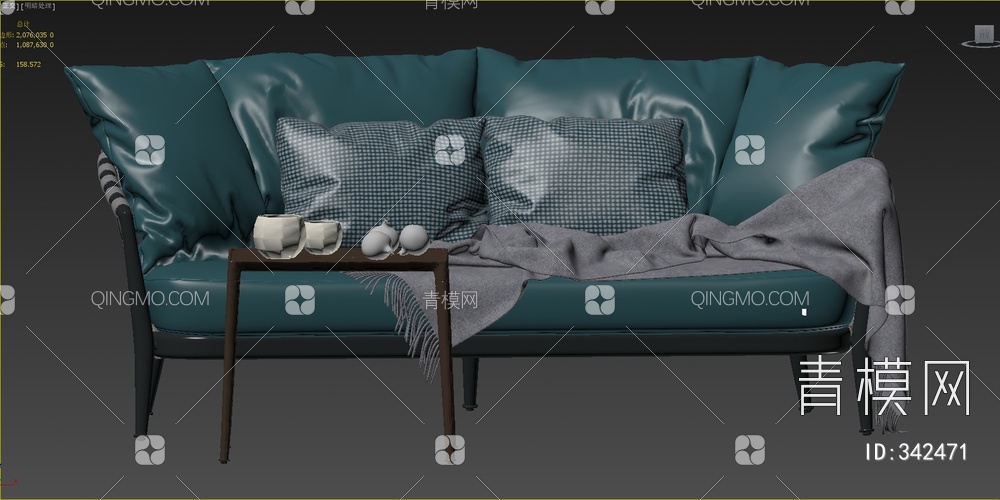 双人沙发茶几组合3D模型下载【ID:342471】