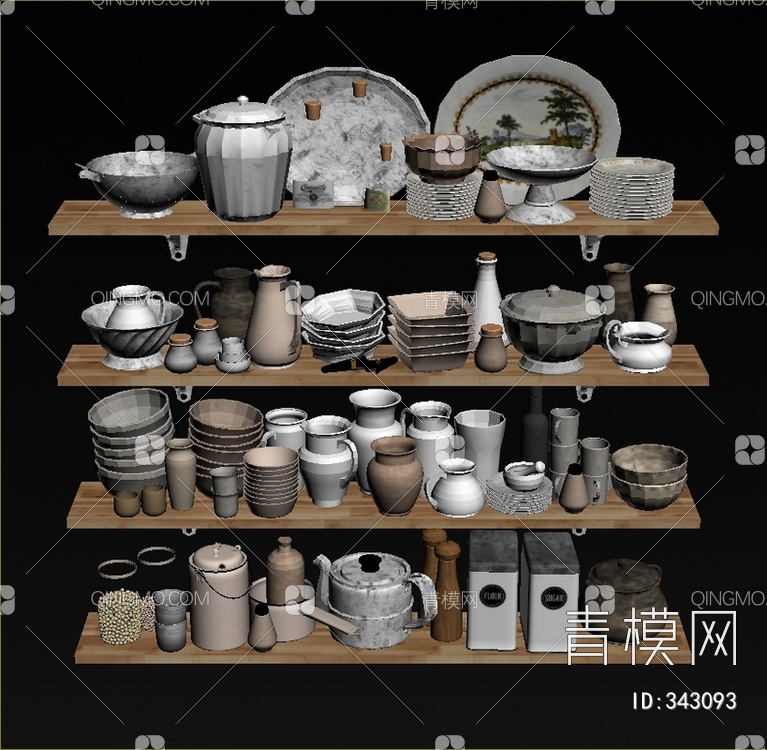 厨房用品3D模型下载【ID:343093】