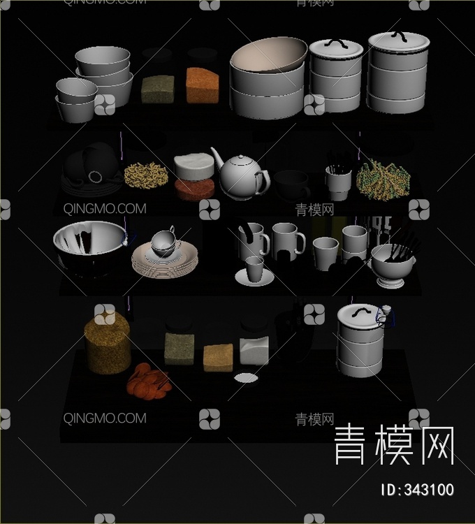 厨房用品3D模型下载【ID:343100】