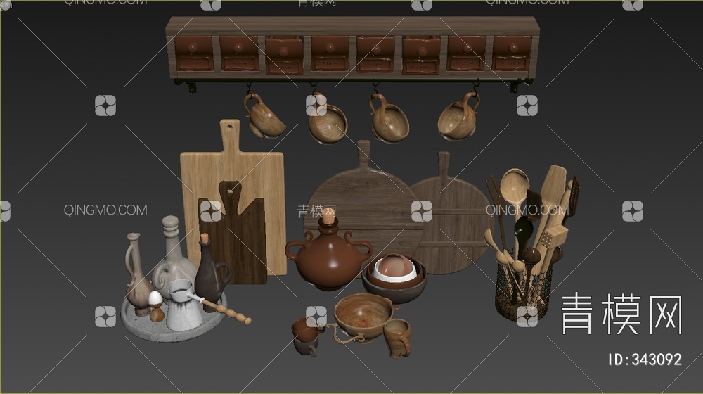 厨房用品3D模型下载【ID:343092】