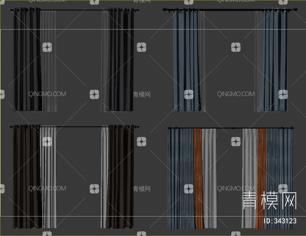窗帘组合3D模型下载【ID:343123】