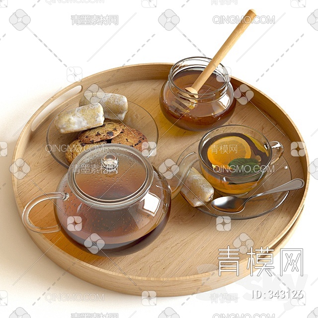 下午茶茶具组合3D模型下载【ID:343126】