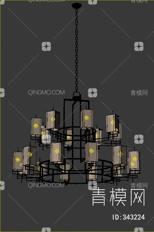 大型吊灯3D模型下载【ID:343224】