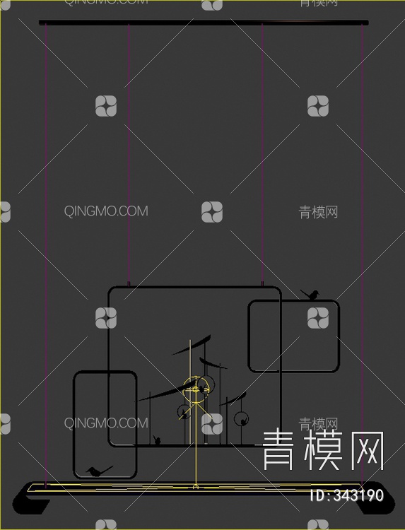 金属吊灯3D模型下载【ID:343190】