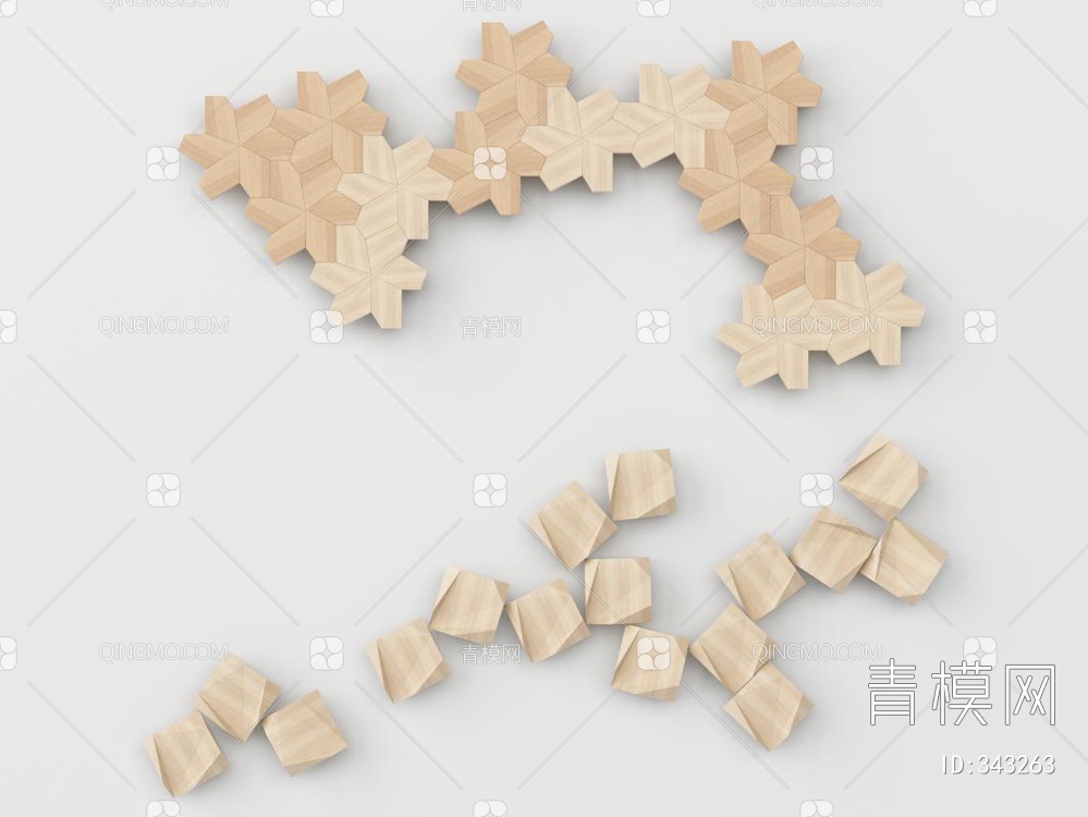 木质墙饰3D模型下载【ID:343263】