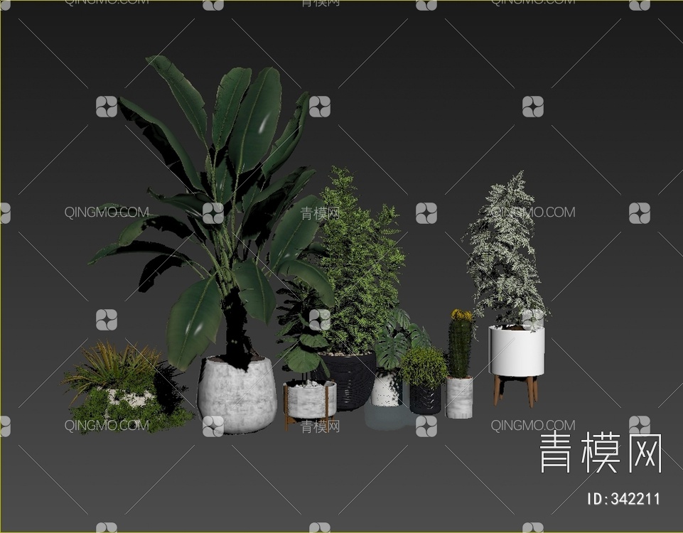 盆栽组合3D模型下载【ID:342211】