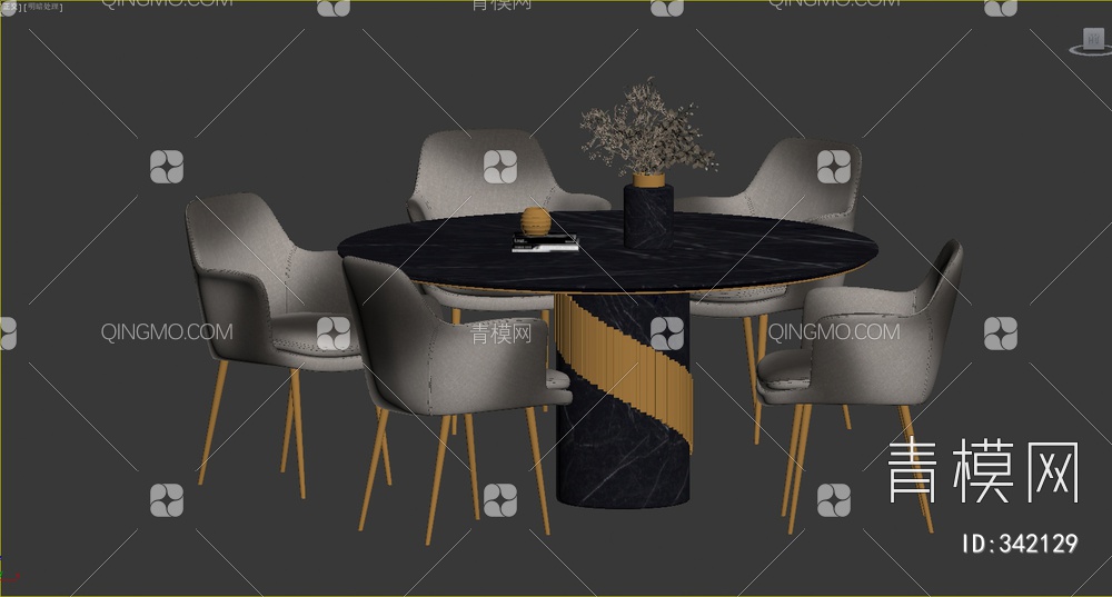 餐桌椅组合3D模型下载【ID:342129】