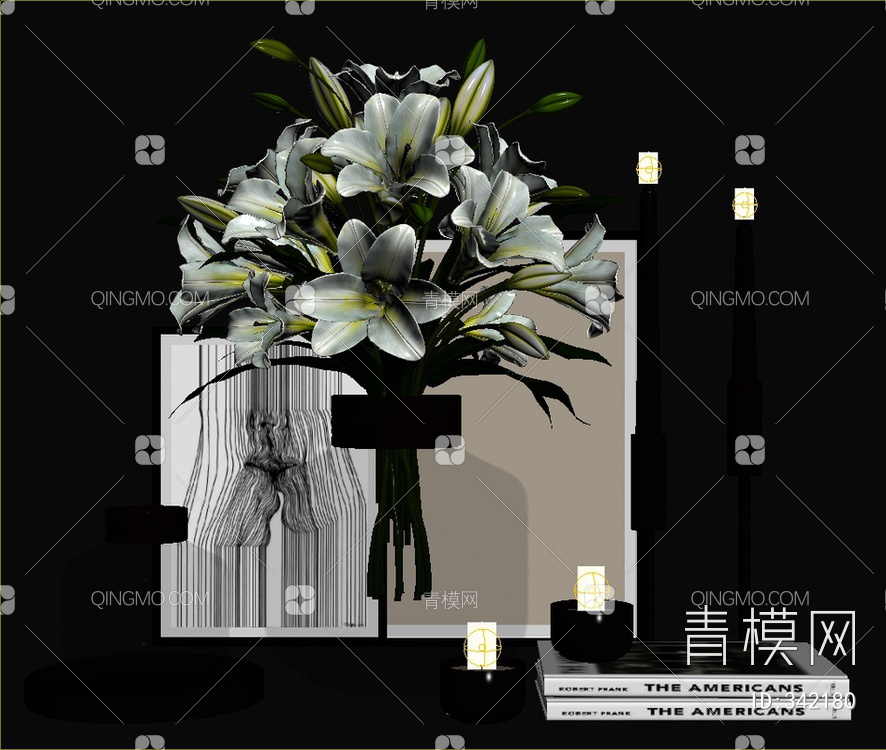 透明玻璃花瓶摆件3D模型下载【ID:342180】