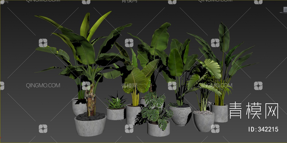 绿植盆栽组合3D模型下载【ID:342215】