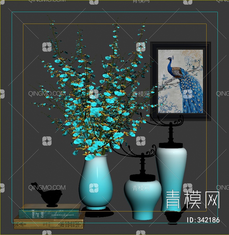 花瓶装饰摆件3D模型下载【ID:342186】