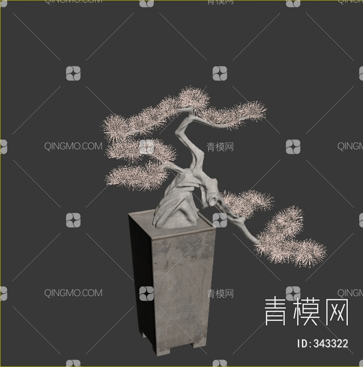 松树盆景3D模型下载【ID:343322】