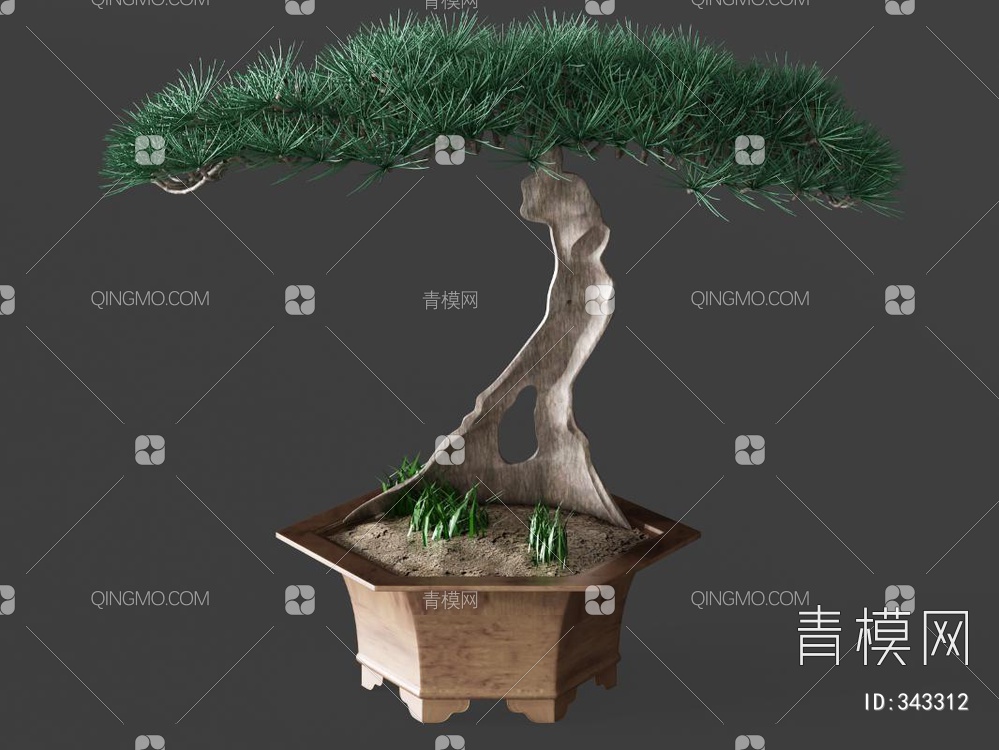 松树盆栽3D模型下载【ID:343312】
