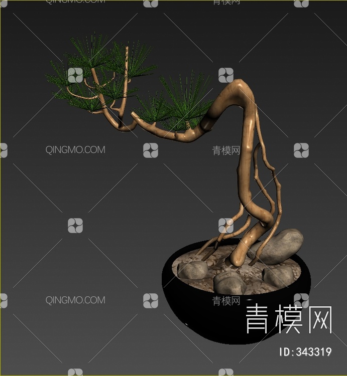 松树盆景3D模型下载【ID:343319】