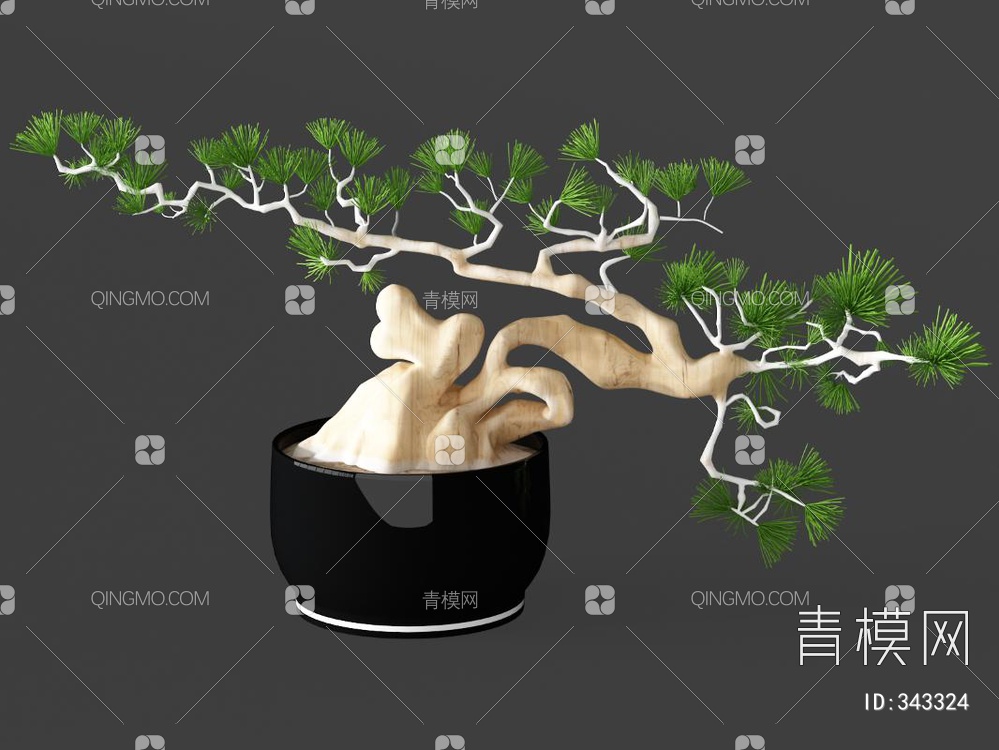 松树盆景3D模型下载【ID:343324】