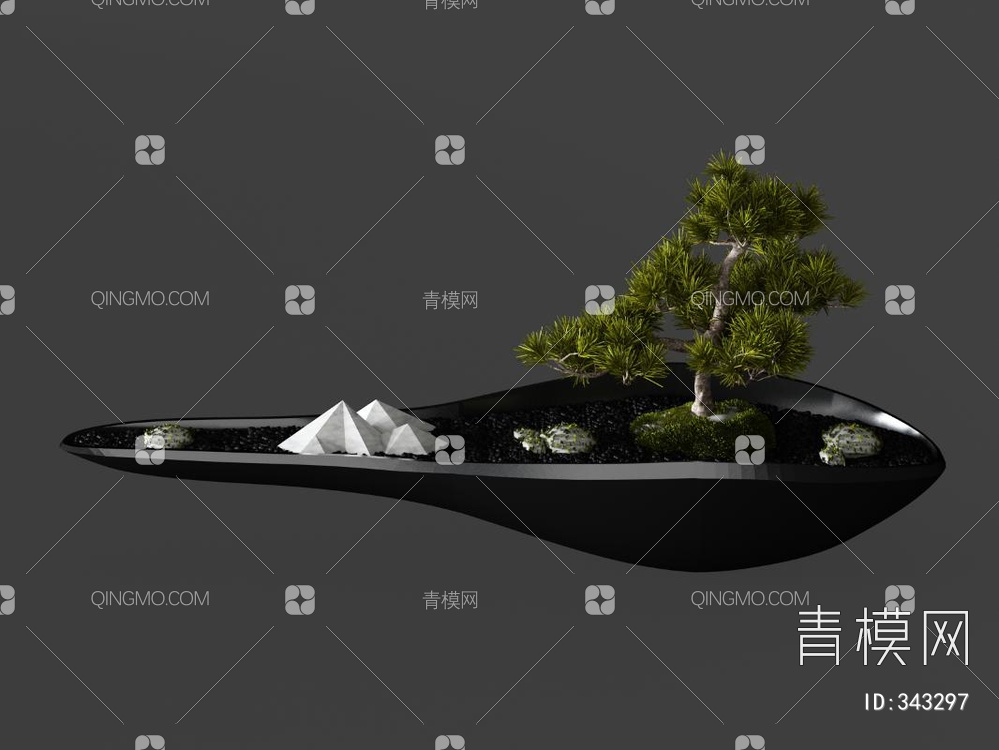松树盆景3D模型下载【ID:343297】