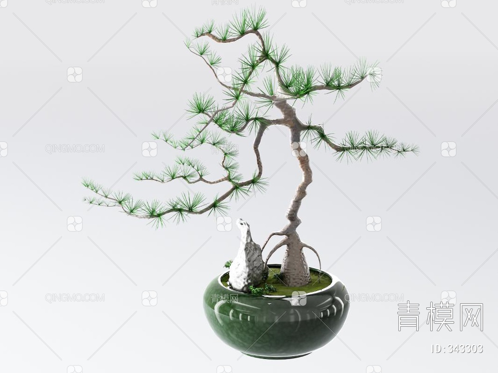 松树盆栽3D模型下载【ID:343303】
