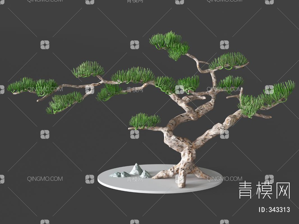 松树盆景3D模型下载【ID:343313】