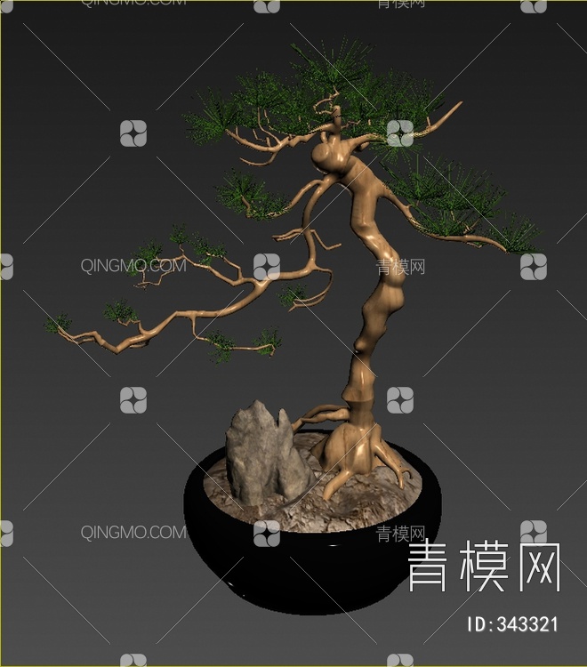 松树盆景3D模型下载【ID:343321】