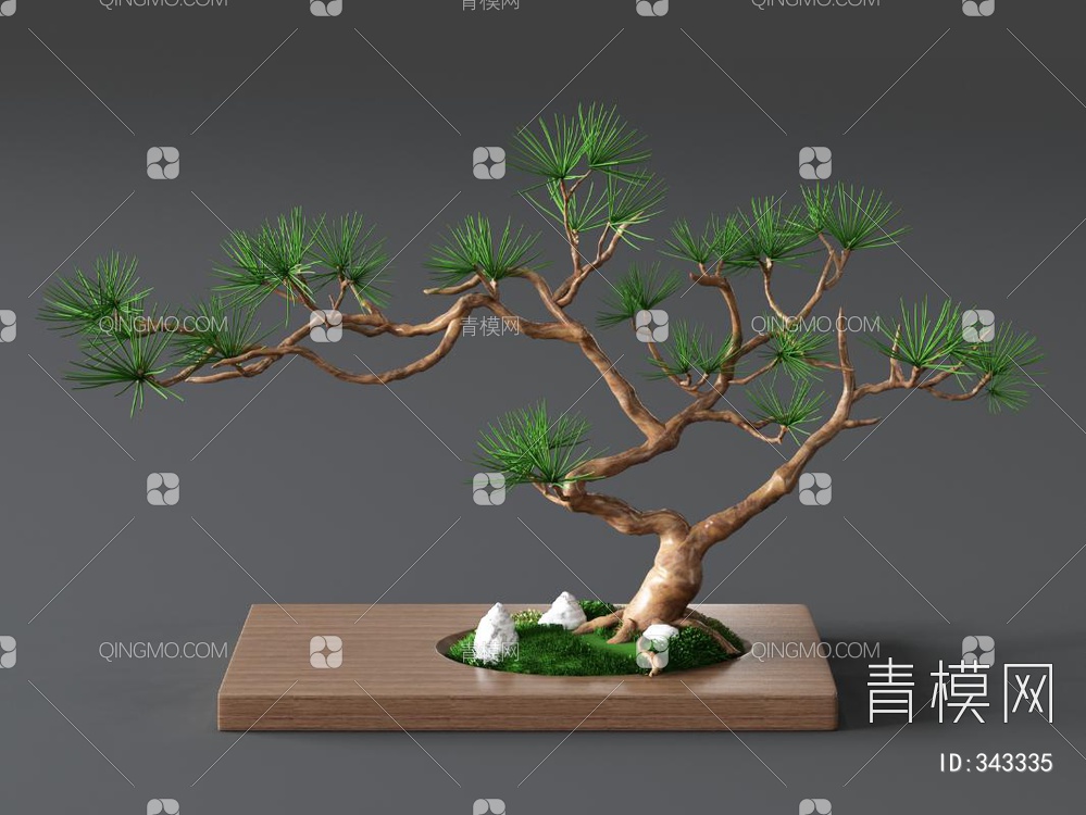 松树盆栽3D模型下载【ID:343335】