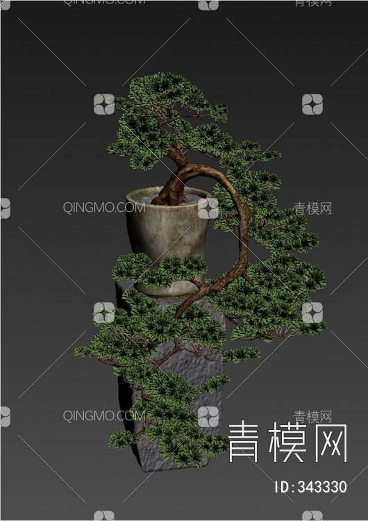 松树盆栽3D模型下载【ID:343330】