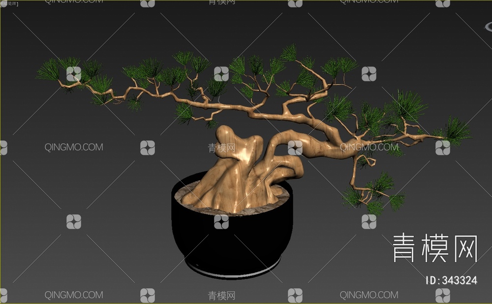 松树盆景3D模型下载【ID:343324】