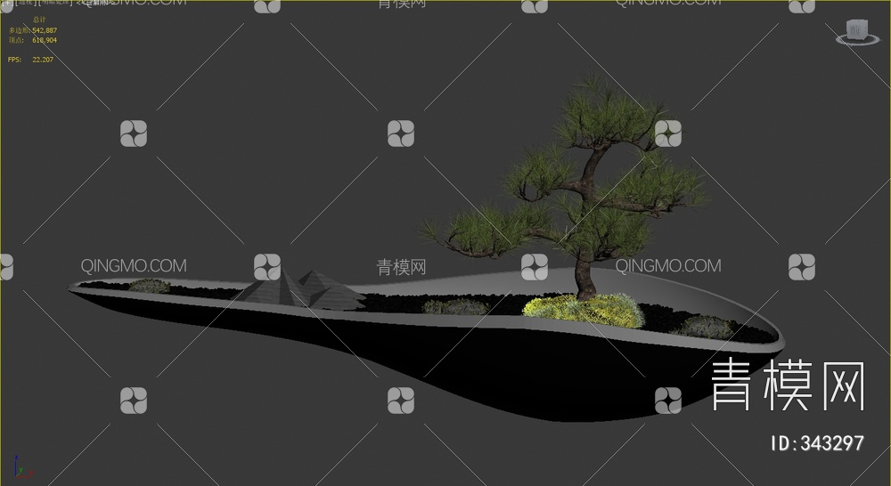 松树盆景3D模型下载【ID:343297】