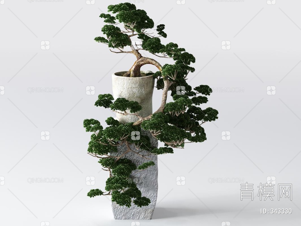 松树盆栽3D模型下载【ID:343330】