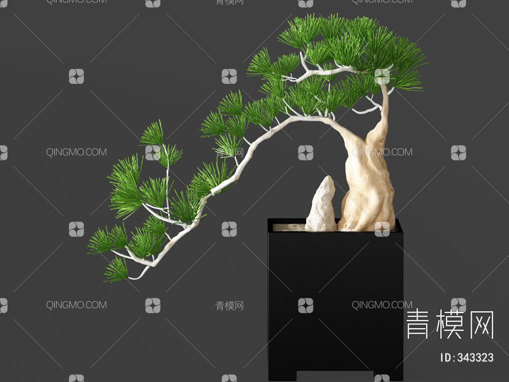 松树盆景3D模型下载【ID:343323】