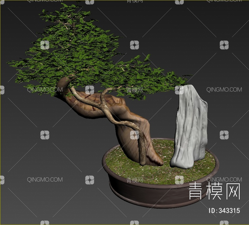 松树盆栽3D模型下载【ID:343315】