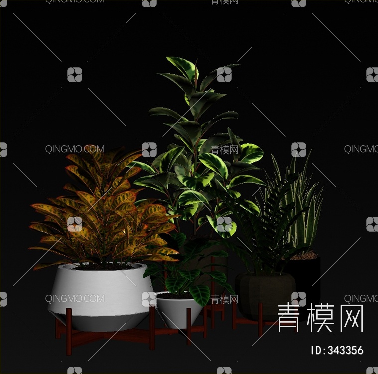 盆栽组合3D模型下载【ID:343356】